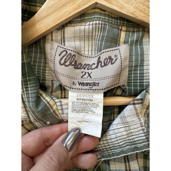 Wrangler Wrancher Plaid Shirt Lot Bundle‎ Mens 2X Pearl Snap Long Sleeve Western - Picture 4 of 7